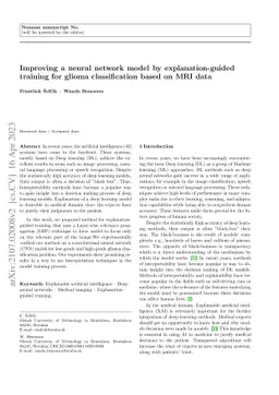 Improving a neural network model by explanation-guided training for
  glioma classification based on MRI data