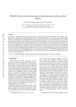 FFR_FD: Effective and Fast Detection of DeepFakes Based on Feature Point
  Defects