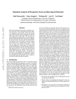 Statistical Analysis of Perspective Scores on Hate Speech Detection