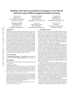 Dealing with Adversarial Player Strategies in the Neural Network Game
  iNNk through Ensemble Learning