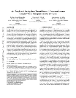 An Empirical Analysis of Practitioners' Perspectives on Security Tool
  Integration into DevOps