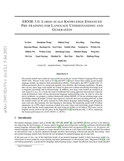 ERNIE 3.0: Large-scale Knowledge Enhanced Pre-training for Language
  Understanding and Generation