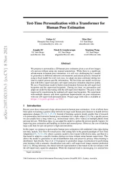 Test-Time Personalization with a Transformer for Human Pose Estimation