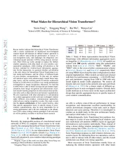 What Makes for Hierarchical Vision Transformer?