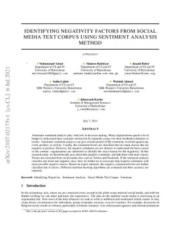 Identifying negativity factors from social media text corpus using
  sentiment analysis method