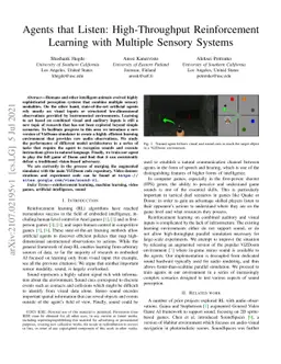 Agents that Listen: High-Throughput Reinforcement Learning with Multiple
  Sensory Systems