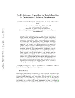 An Evolutionary Algorithm for Task Scheduling in Crowdsourced Software
  Development