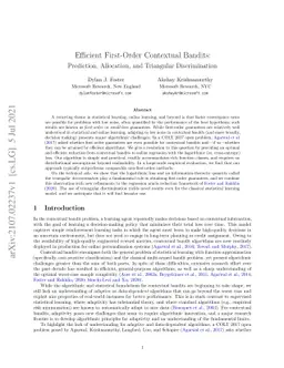 Efficient First-Order Contextual Bandits: Prediction, Allocation, and
  Triangular Discrimination