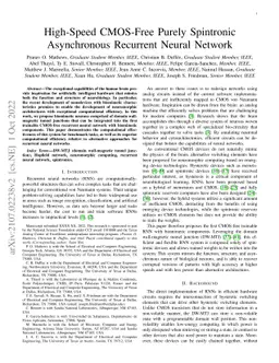 High-Speed CMOS-Free Purely Spintronic Asynchronous Recurrent Neural
  Network
