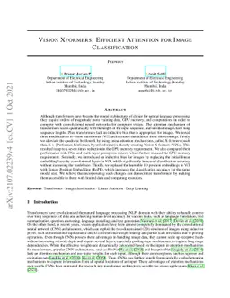 Vision Xformers: Efficient Attention for Image Classification