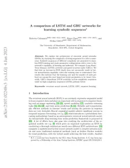 A comparison of LSTM and GRU networks for learning symbolic sequences