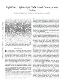 LightFuse: Lightweight CNN based Dual-exposure Fusion