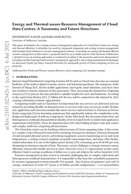 Energy and Thermal-aware Resource Management of Cloud Data Centres: A
  Taxonomy and Future Directions