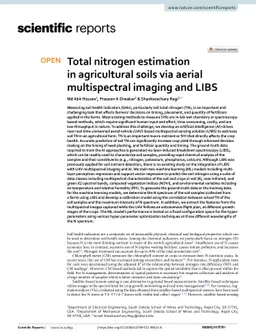 Total Nitrogen Estimation in Agricultural Soils via Aerial Multispectral
  Imaging and LIBS