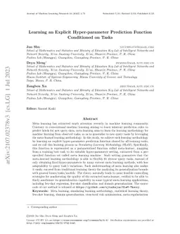 Learning an Explicit Hyperparameter Prediction Function Conditioned on
  Tasks