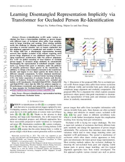 Learning Disentangled Representation Implicitly via Transformer for
  Occluded Person Re-Identification