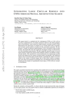 Integrating Large Circular Kernels into CNNs through Neural Architecture
  Search