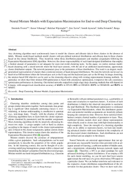 Neural Mixture Models with Expectation-Maximization for End-to-end Deep
  Clustering