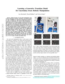 Learning a Generative Transition Model for Uncertainty-Aware Robotic
  Manipulation