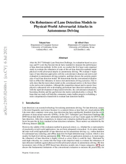 On Robustness of Lane Detection Models to Physical-World Adversarial
  Attacks in Autonomous Driving