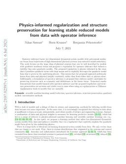 Physics-informed regularization and structure preservation for learning
  stable reduced models from data with operator inference