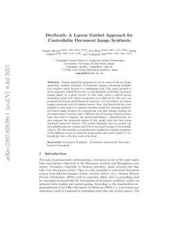 DocSynth: A Layout Guided Approach for Controllable Document Image
  Synthesis