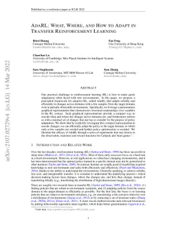 AdaRL: What, Where, and How to Adapt in Transfer Reinforcement Learning