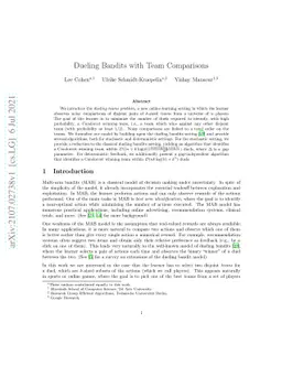 Dueling Bandits with Team Comparisons