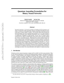Quantum Annealing Formulation for Binary Neural Networks