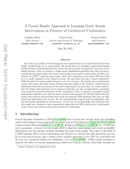 A Causal Bandit Approach to Learning Good Atomic Interventions in
  Presence of Unobserved Confounders