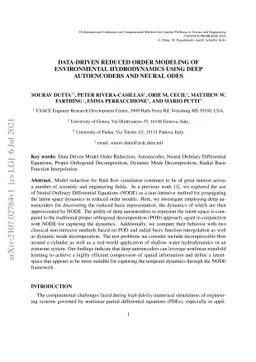 Data-driven reduced order modeling of environmental hydrodynamics using
  deep autoencoders and neural ODEs