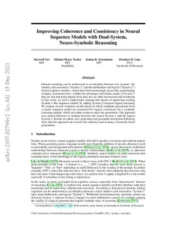 Improving Coherence and Consistency in Neural Sequence Models with
  Dual-System, Neuro-Symbolic Reasoning