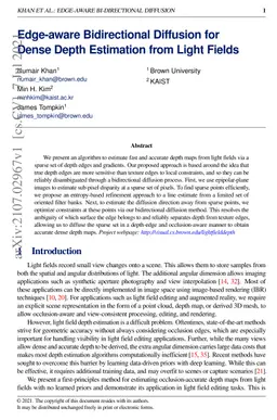 Edge-aware Bidirectional Diffusion for Dense Depth Estimation from Light
  Fields