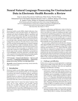 Neural Natural Language Processing for Unstructured Data in Electronic
  Health Records: a Review