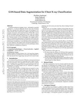 GAN-based Data Augmentation for Chest X-ray Classification