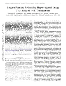 SpectralFormer: Rethinking Hyperspectral Image Classification with
  Transformers