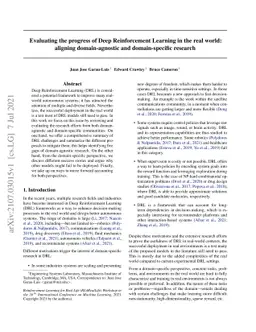 Evaluating the progress of Deep Reinforcement Learning in the real
  world: aligning domain-agnostic and domain-specific research