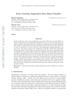 Exact Learning Augmented Naive Bayes Classifier