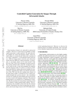 Controlled Caption Generation for Images Through Adversarial Attacks
