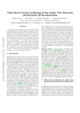 Video-Based Camera Localization Using Anchor View Detection and
  Recursive 3D Reconstruction