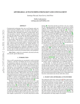 Adversarial Auto-Encoding for Packet Loss Concealment
