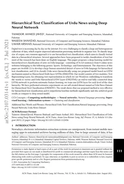 Hierarchical Text Classification of Urdu News using Deep Neural Network