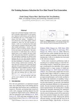 On Training Instance Selection for Few-Shot Neural Text Generation