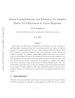 Robust Variable Selection and Estimation Via Adaptive Elastic Net
  S-Estimators for Linear Regression