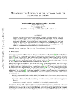 Management of Resource at the Network Edge for Federated Learning
