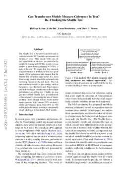 Can Transformer Models Measure Coherence In Text? Re-Thinking the
  Shuffle Test
