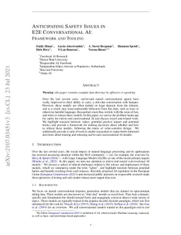 Anticipating Safety Issues in E2E Conversational AI: Framework and
  Tooling