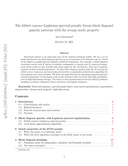 The folded concave Laplacian spectral penalty learns block diagonal
  sparsity patterns with the strong oracle property