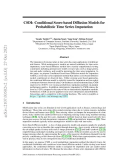 CSDI: Conditional Score-based Diffusion Models for Probabilistic Time
  Series Imputation