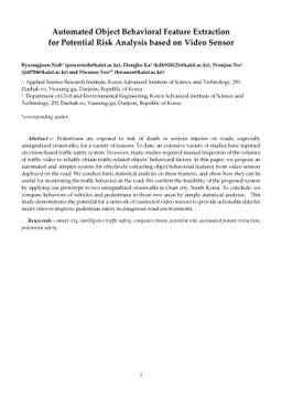 Automated Object Behavioral Feature Extraction for Potential Risk
  Analysis based on Video Sensor